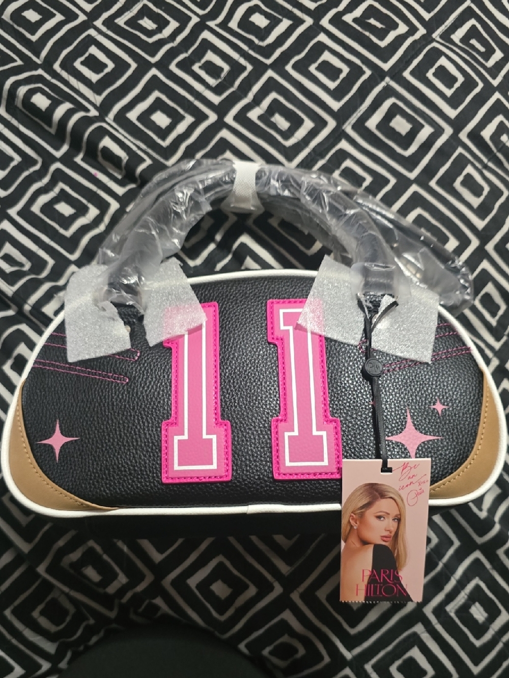 Paris Hilton Black, Pink & Tan Number 11 Dome Satchel